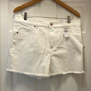 LOFT White Jean Shorts with Frayed Hem